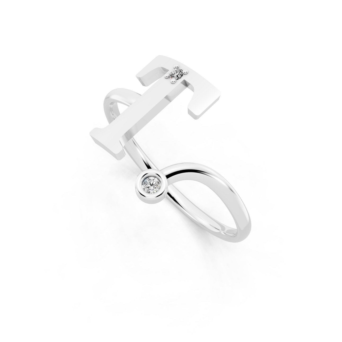 Geometric T-Bar Open Ring with Elegant White Stone Detail