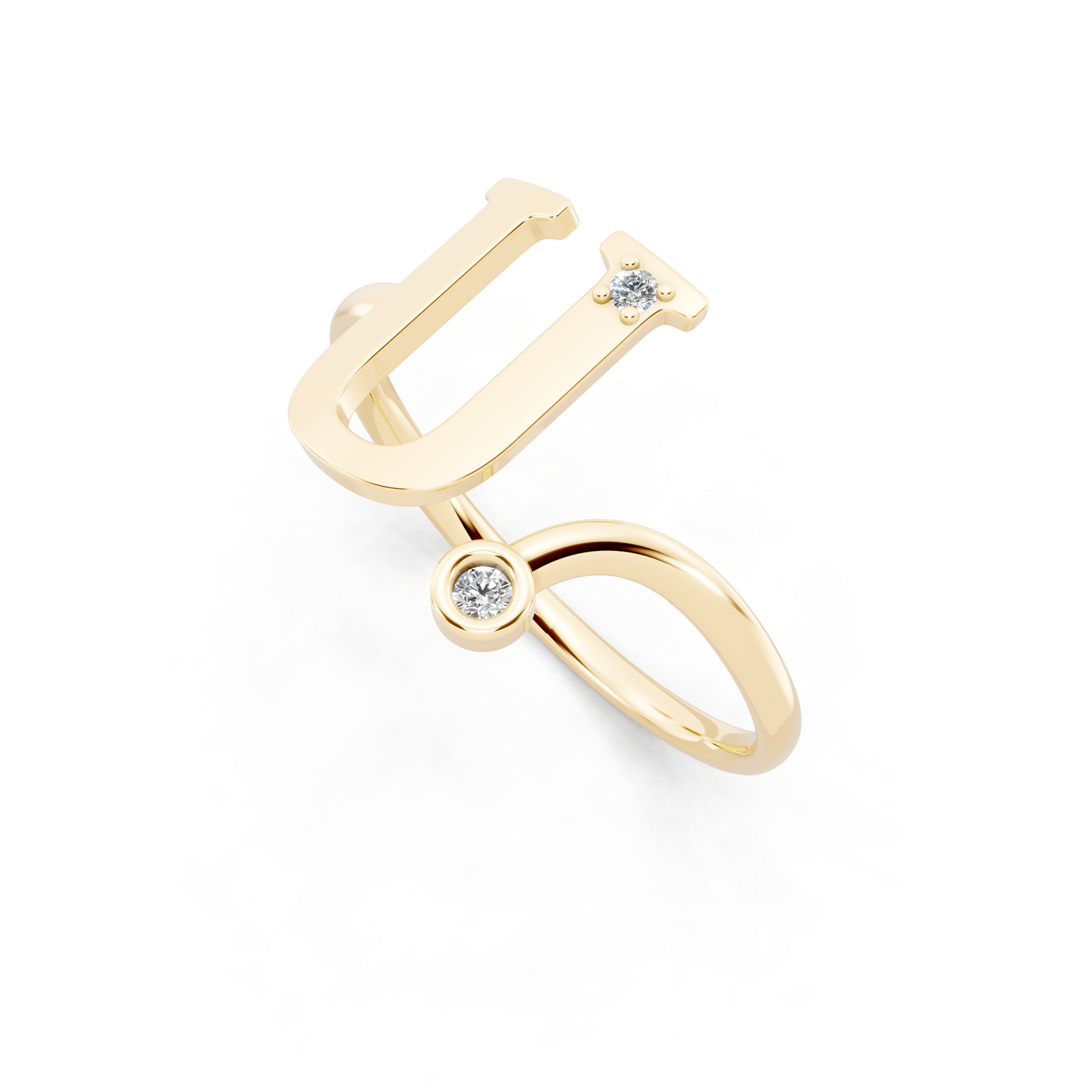 Aveline U-Frame Open Ring with White Stone Accents