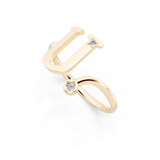 Aveline U-Frame Open Ring with White Stone Accents