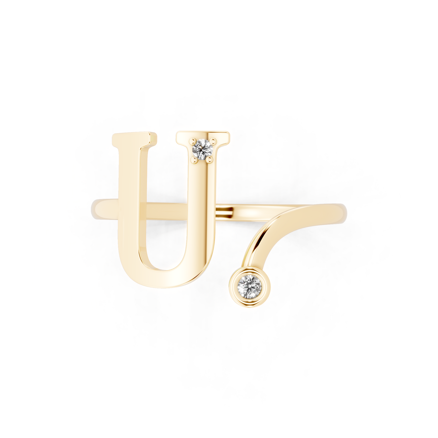 Aveline U-Frame Open Ring with White Stone Accents