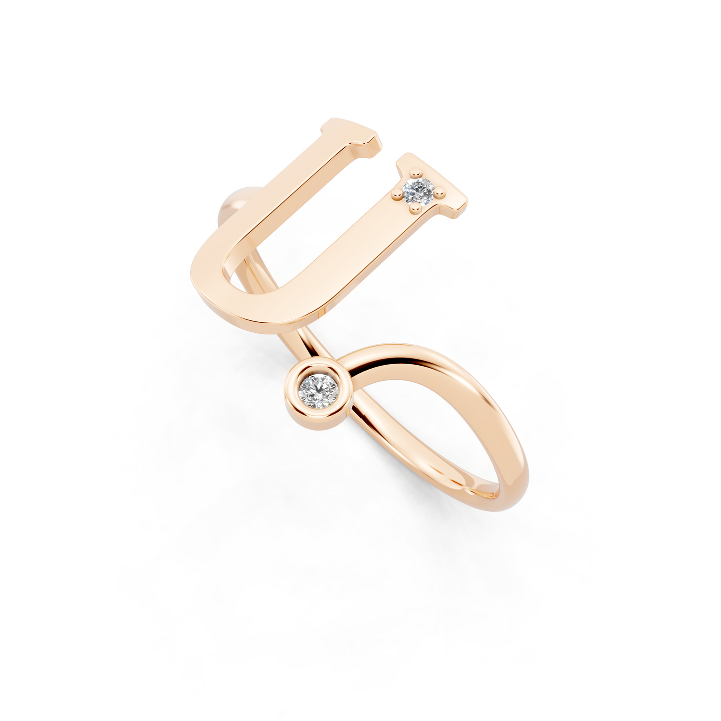 Aveline U-Frame Open Ring with White Stone Accents
