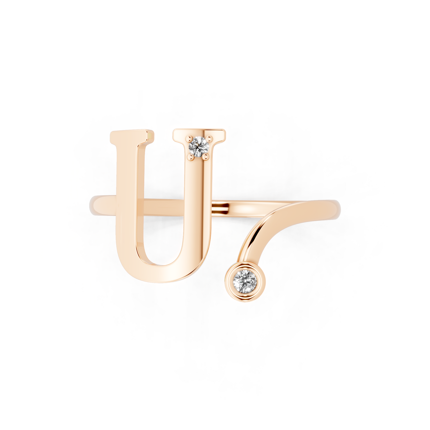 Aveline U-Frame Open Ring with White Stone Accents