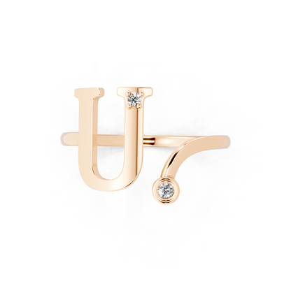 Aveline U-Frame Open Ring with White Stone Accents