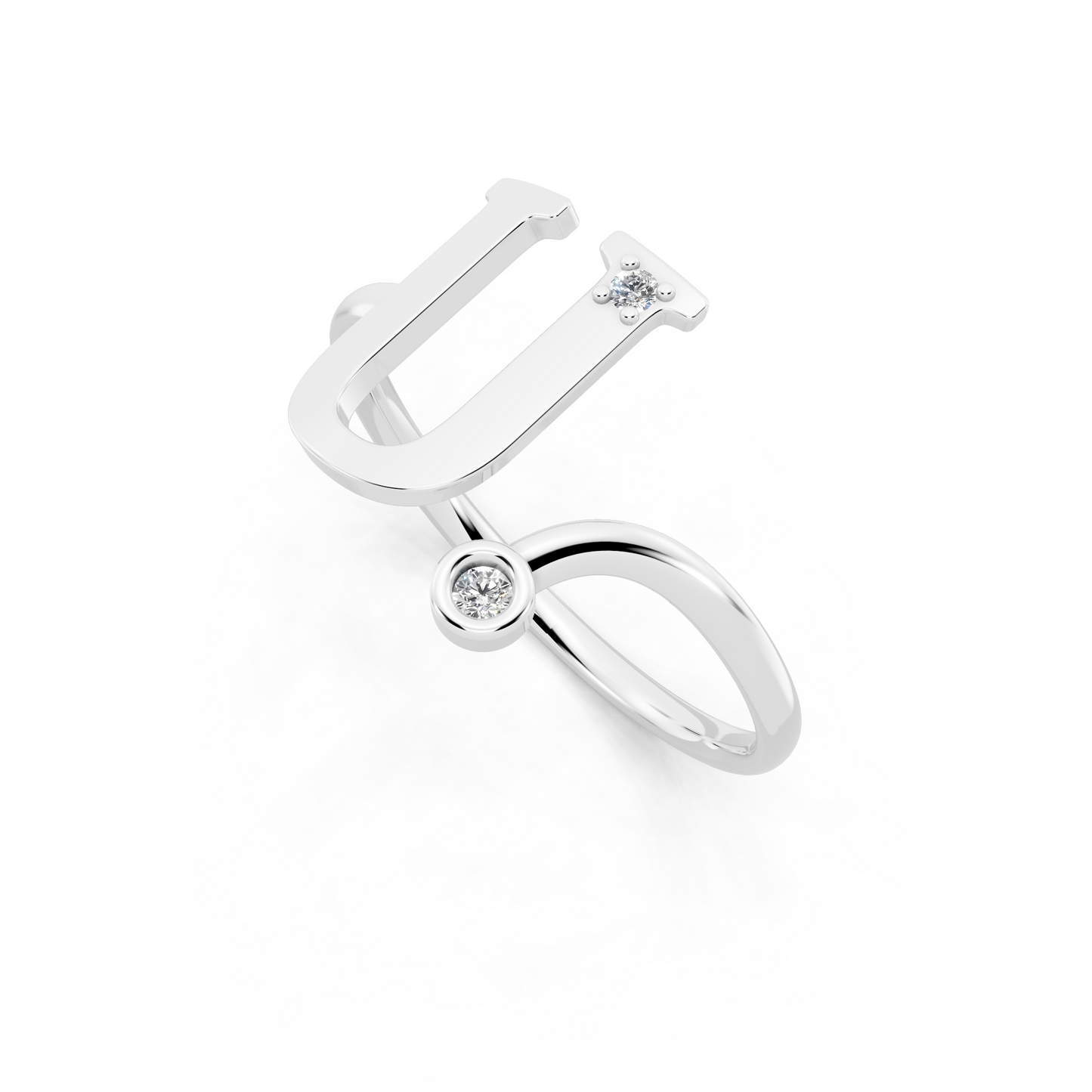 Aveline U-Frame Open Ring with White Stone Accents
