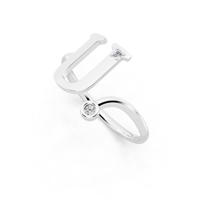 Aveline U-Frame Open Ring with White Stone Accents