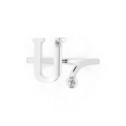Aveline U-Frame Open Ring with White Stone Accents