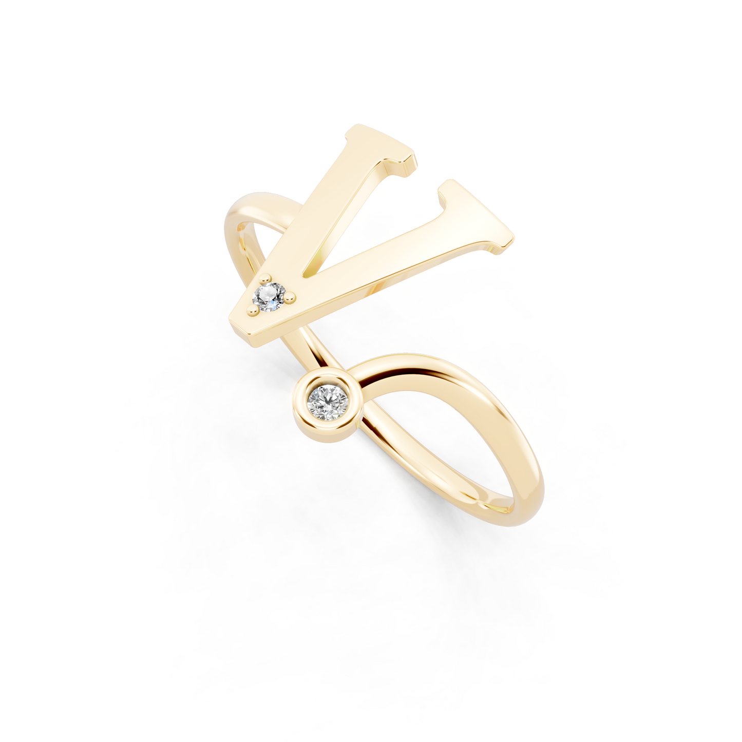 Modern Statement Ring  with Round White Stone Detail
