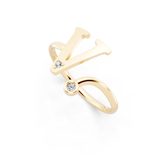 Modern Statement Ring  with Round White Stone Detail