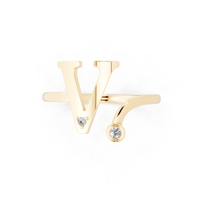 Modern Statement Ring  with Round White Stone Detail