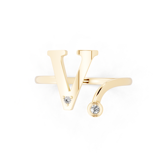 Modern Statement Ring  with Round White Stone Detail