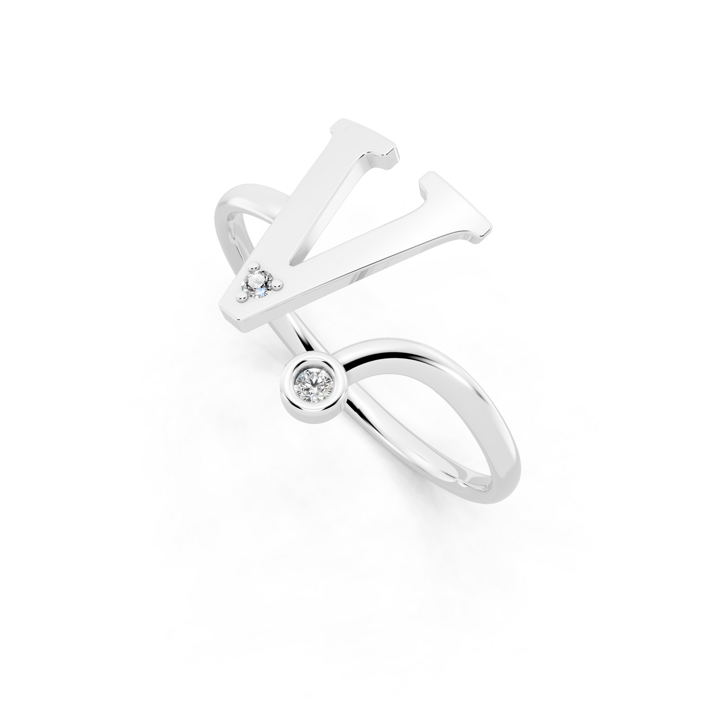 Modern Statement Ring  with Round White Stone Detail
