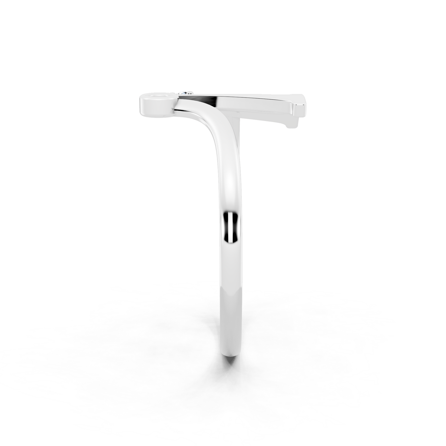 Modern Statement Ring  with Round White Stone Detail
