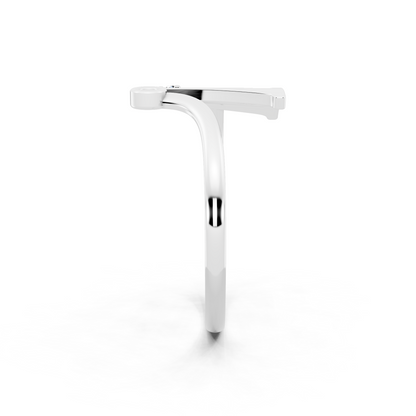Modern Statement Ring  with Round White Stone Detail