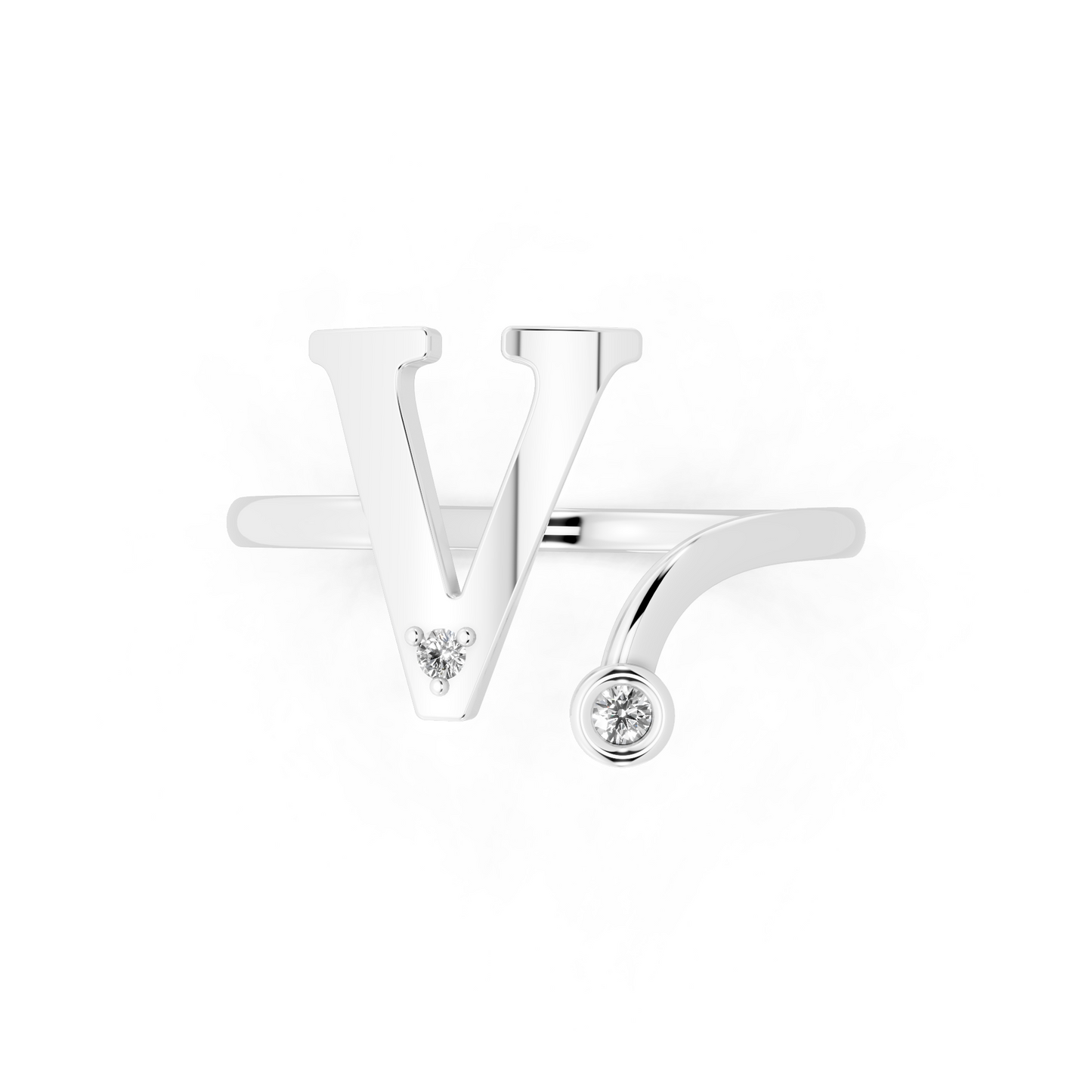 Modern Statement Ring  with Round White Stone Detail