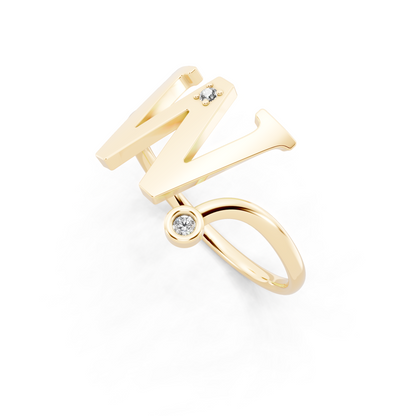 Geometric Gold Tone Open Ring with Sculptural Zigzag Design