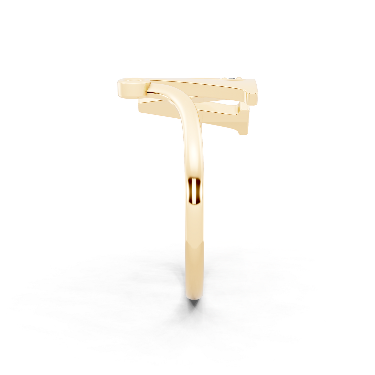 Geometric Gold Tone Open Ring with Sculptural Zigzag Design