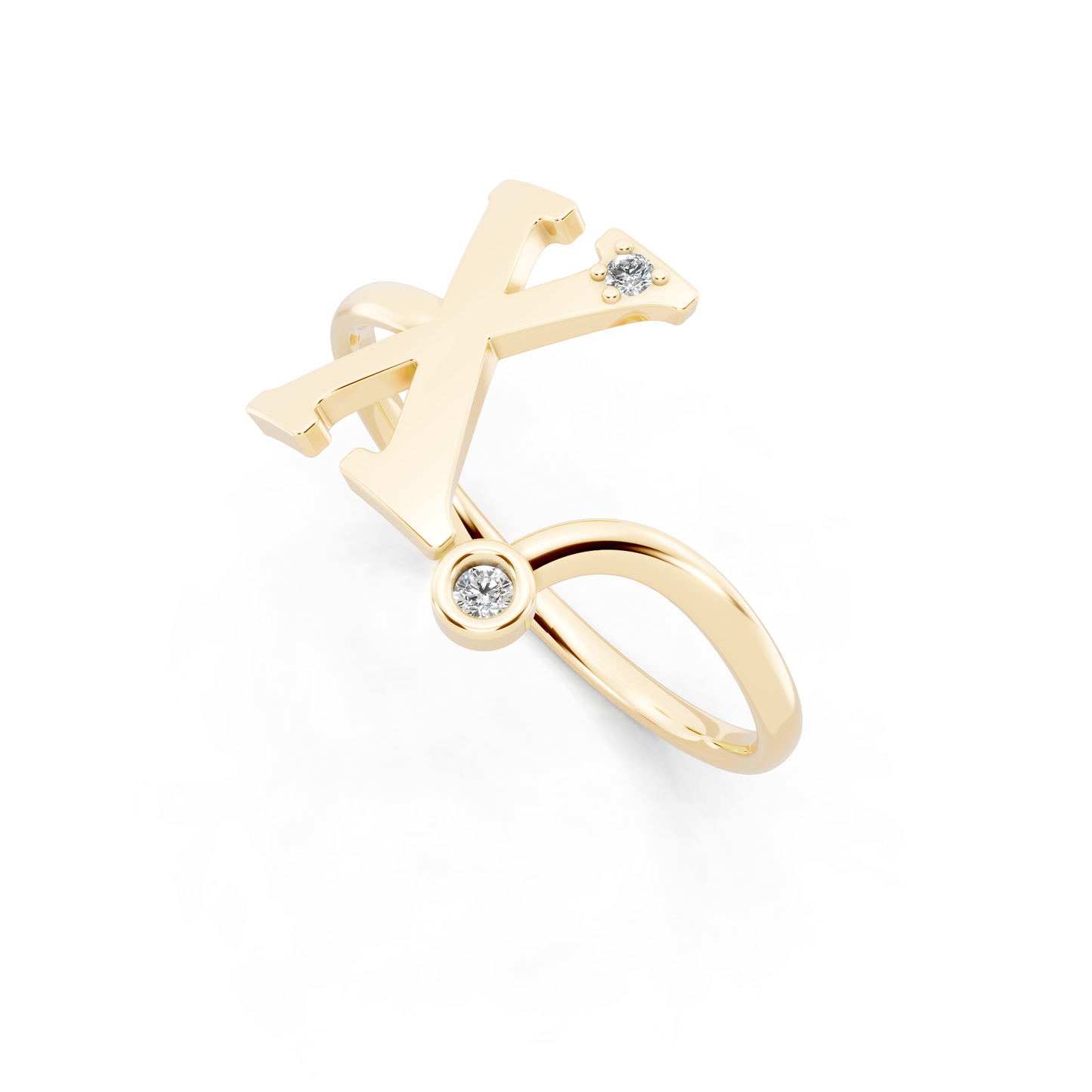 Signature X Silhouette Open Ring  with Round White Stone Detail