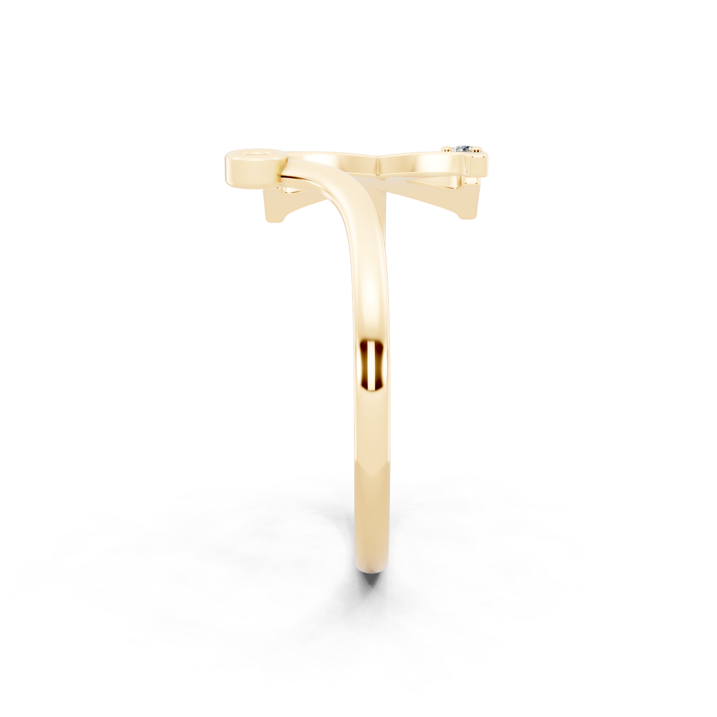 Signature X Silhouette Open Ring  with Round White Stone Detail
