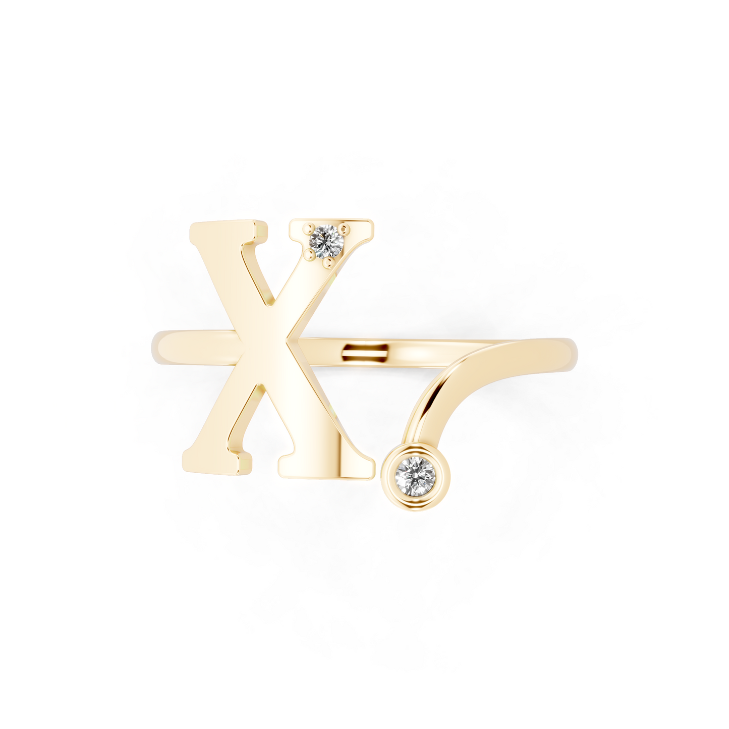 Signature X Silhouette Open Ring  with Round White Stone Detail