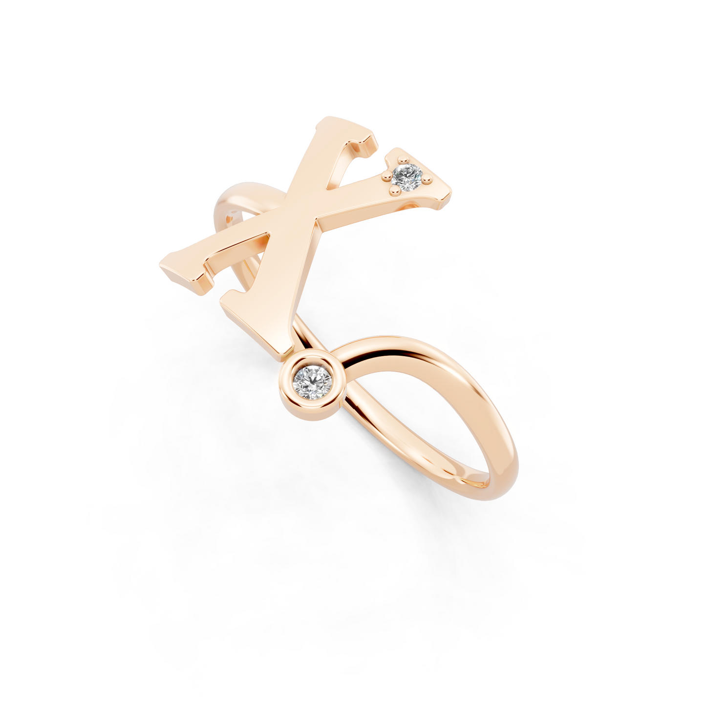 Signature X Silhouette Open Ring  with Round White Stone Detail
