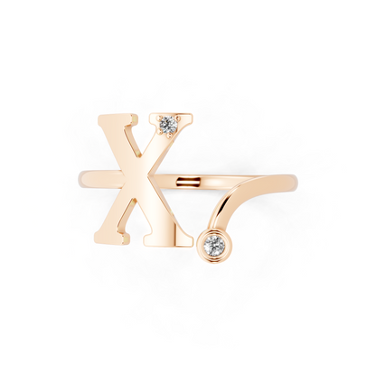 Signature X Silhouette Open Ring  with Round White Stone Detail