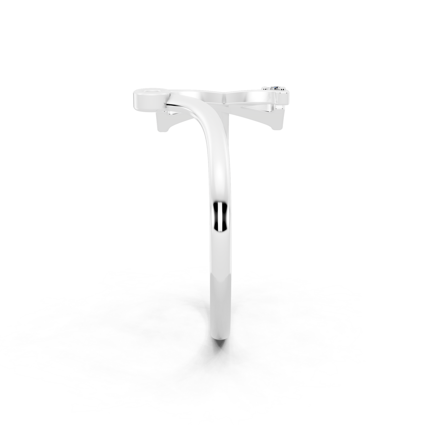 Signature X Silhouette Open Ring  with Round White Stone Detail