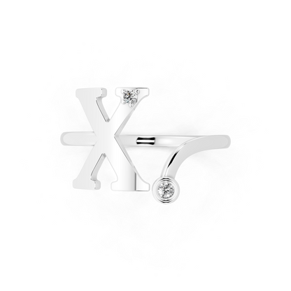 Signature X Silhouette Open Ring  with Round White Stone Detail