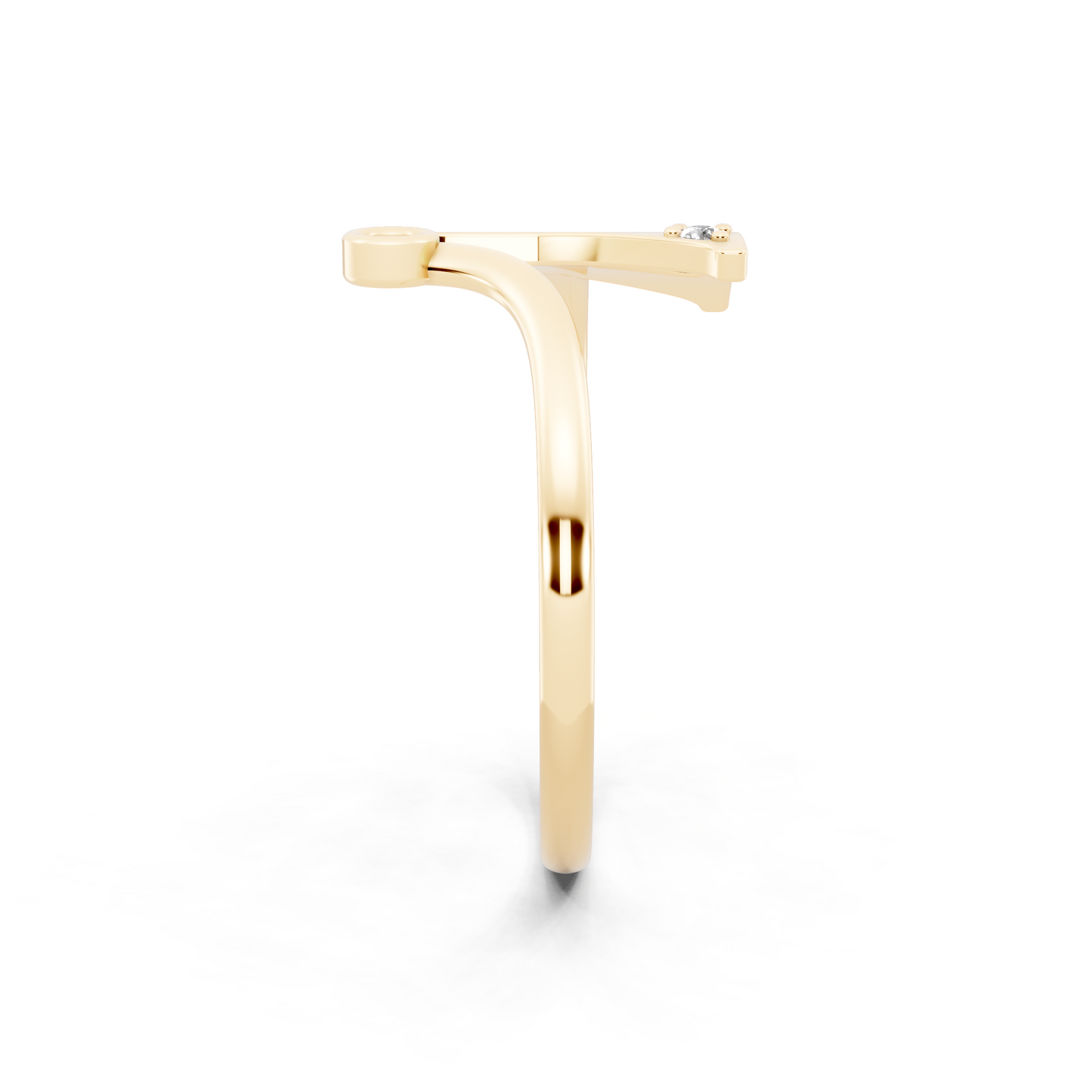 Modern Gold Tone Statement Ring with Monogram-Inspired Y Design