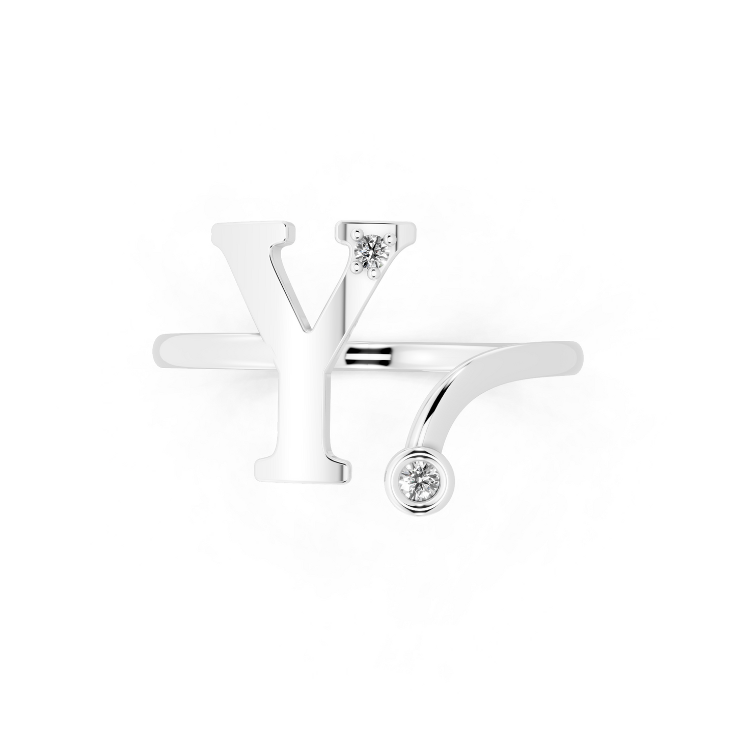 Modern Gold Tone Statement Ring with Monogram-Inspired Y Design
