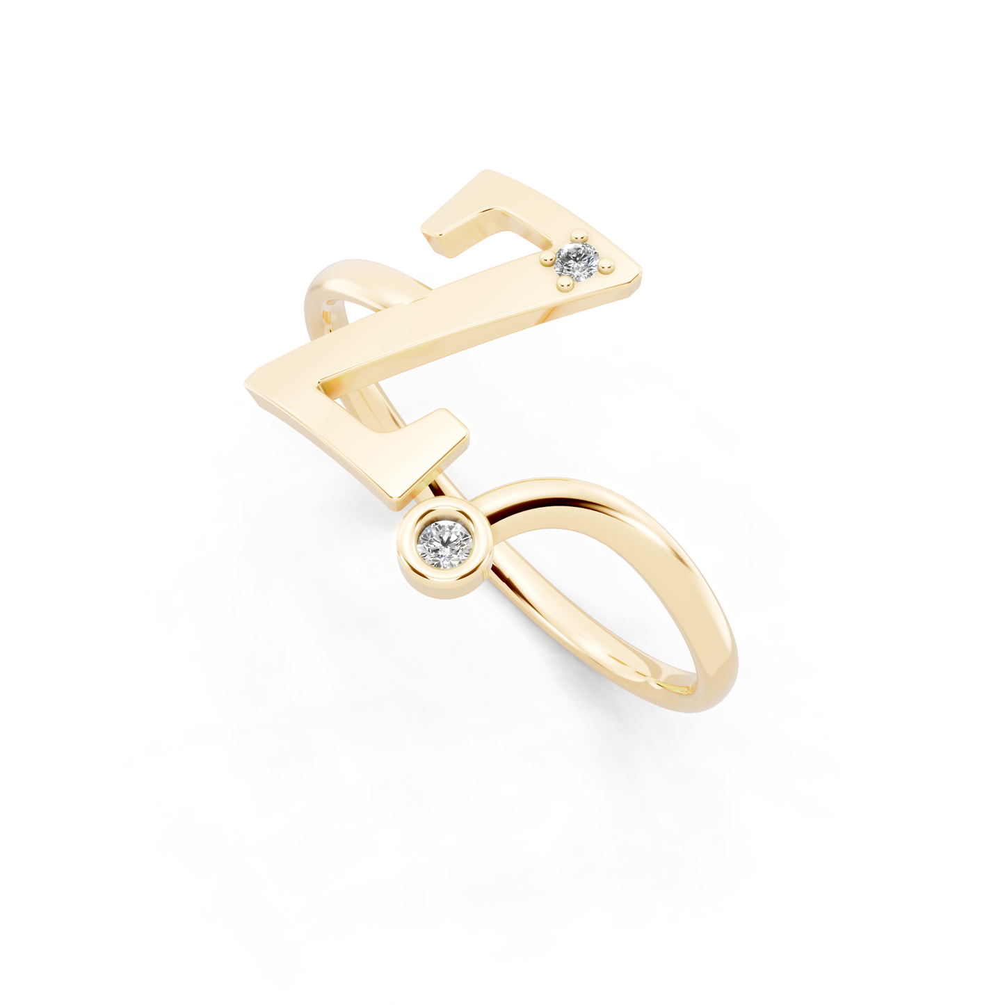 Modern  Gold Tone Statement Ring with Monogram-Inspired Z Design