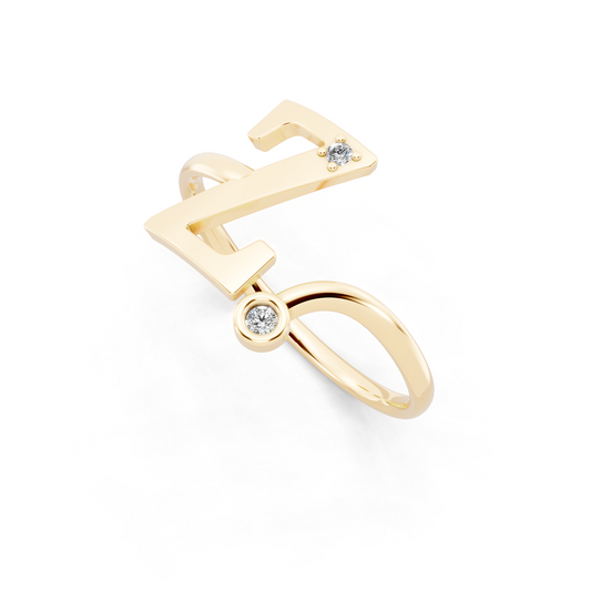 Modern  Gold Tone Statement Ring with Monogram-Inspired Z Design