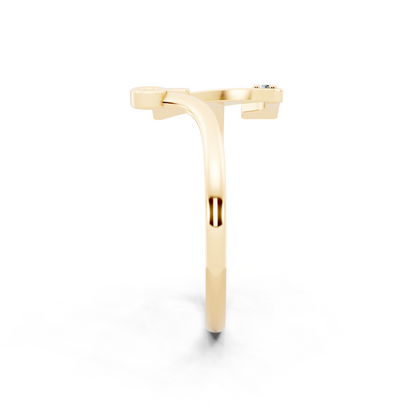 Modern  Gold Tone Statement Ring with Monogram-Inspired Z Design