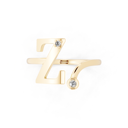 Modern  Gold Tone Statement Ring with Monogram-Inspired Z Design