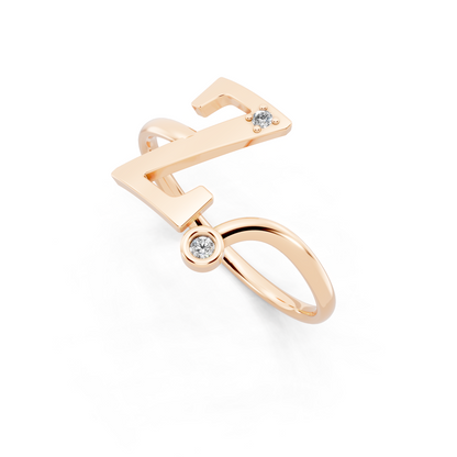 Modern  Gold Tone Statement Ring with Monogram-Inspired Z Design