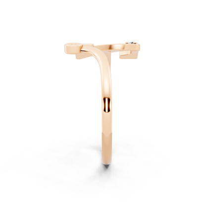 Modern  Gold Tone Statement Ring with Monogram-Inspired Z Design