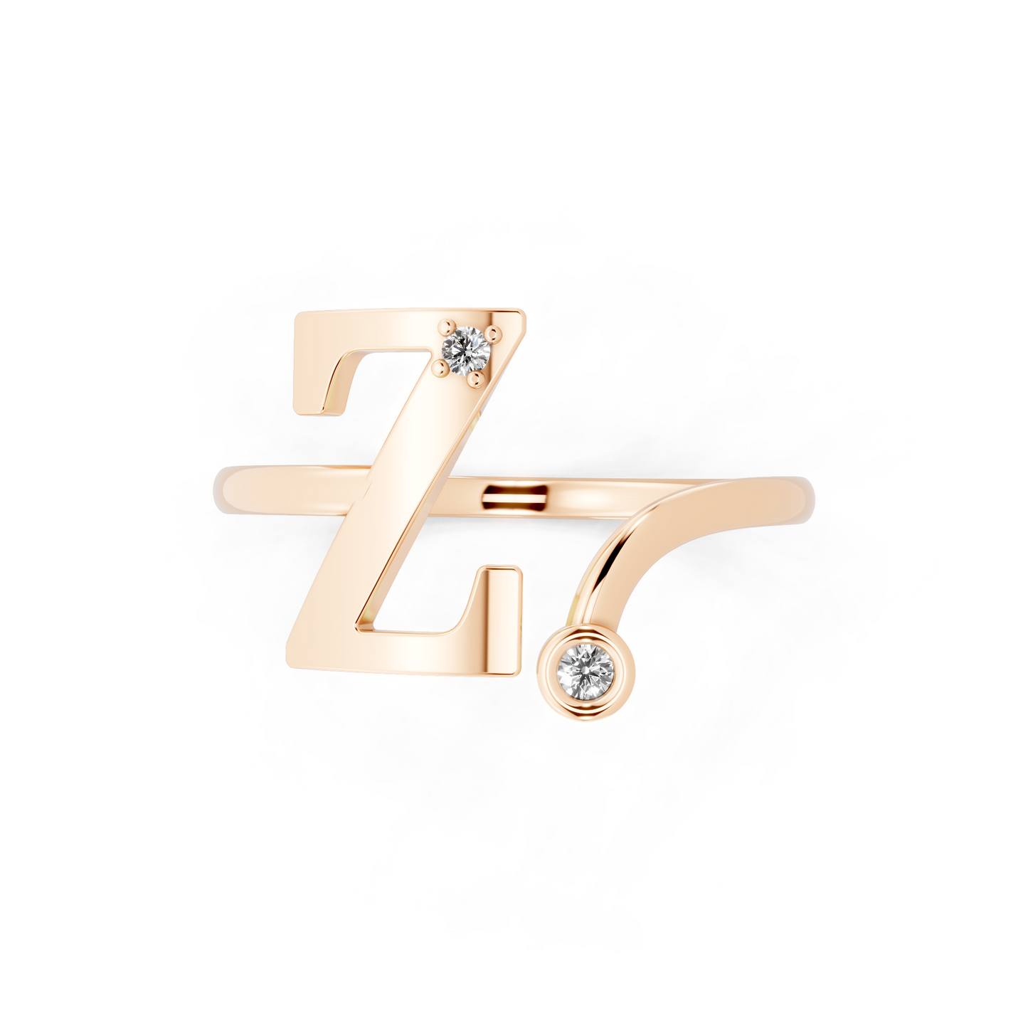 Modern  Gold Tone Statement Ring with Monogram-Inspired Z Design