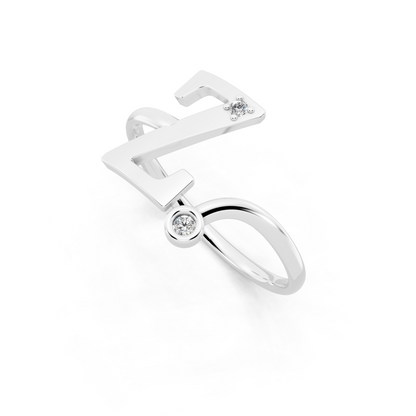 Modern  Gold Tone Statement Ring with Monogram-Inspired Z Design