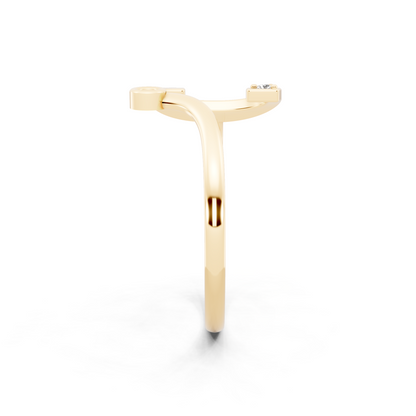 Celeste C Signature Ring in Yellow Gold Tone with Dual White Stone Accents