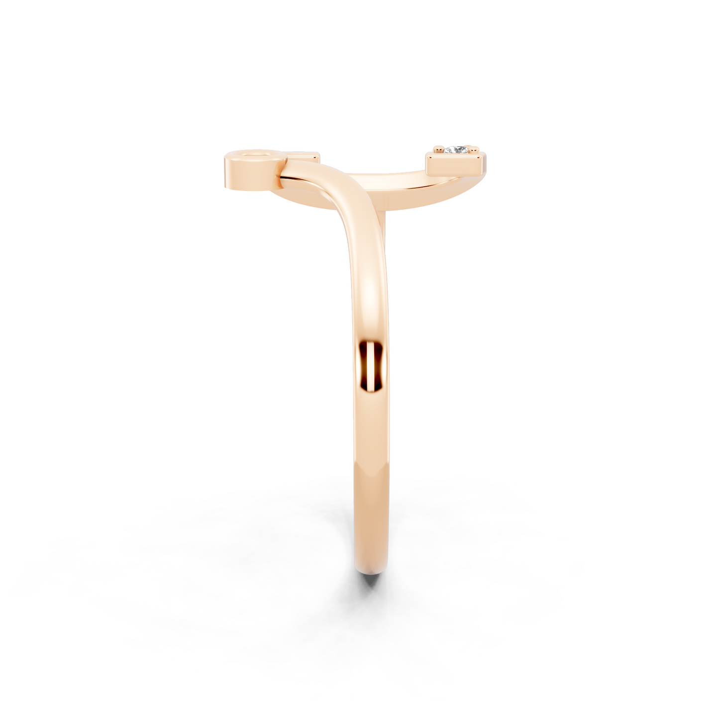Celeste C Signature Ring in Rose Gold Tone with Dual White Stone Accents