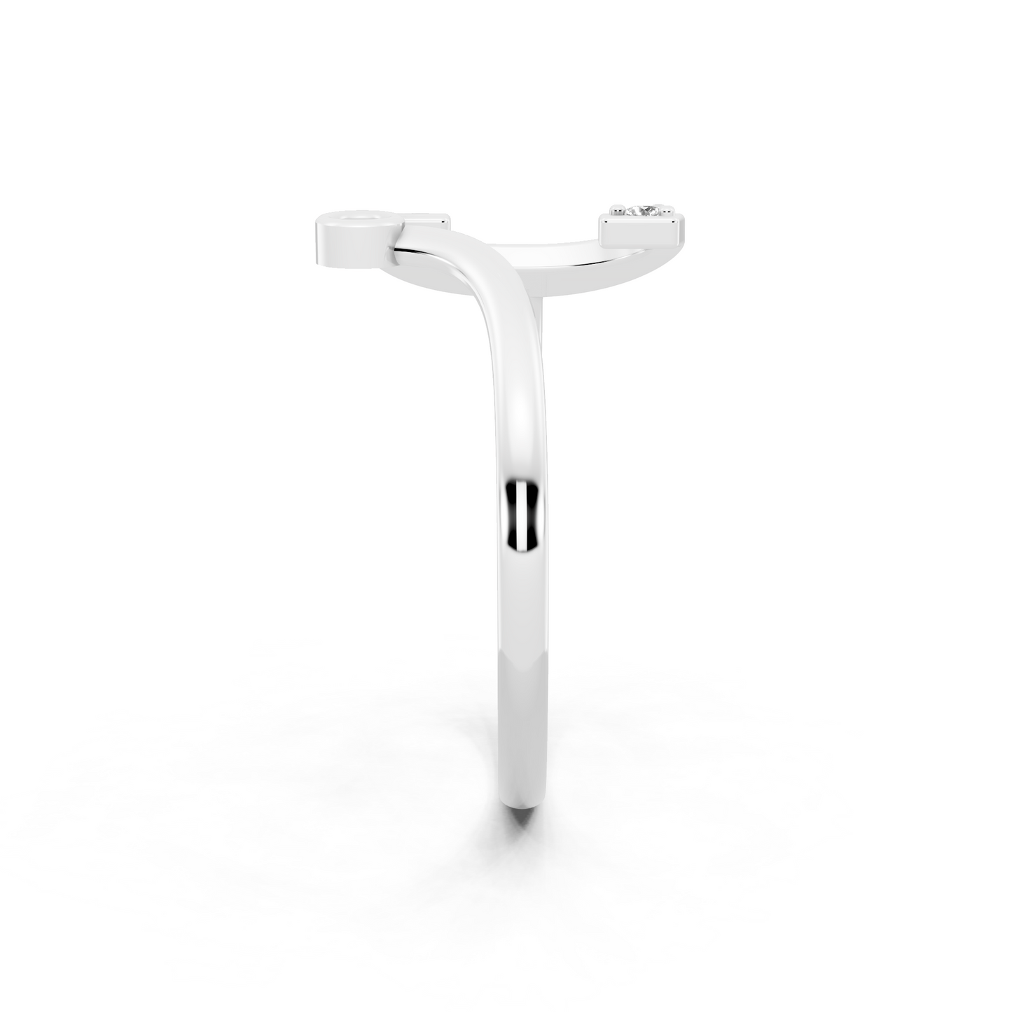 Celeste C Signature Ring in White  Gold Tone with Dual White Stone Accents