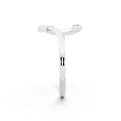 Celeste C Signature Ring in White  Gold Tone with Dual White Stone Accents