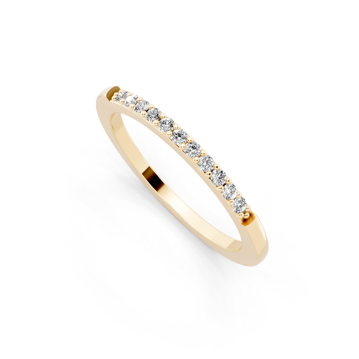 Minimal Yellow Gold Tone Half Eternity Style Band Ring with Refined White Sparkle