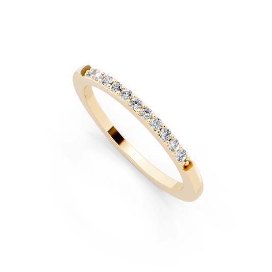 Minimal Yellow Gold Tone Half Eternity Style Band Ring with Refined White Sparkle
