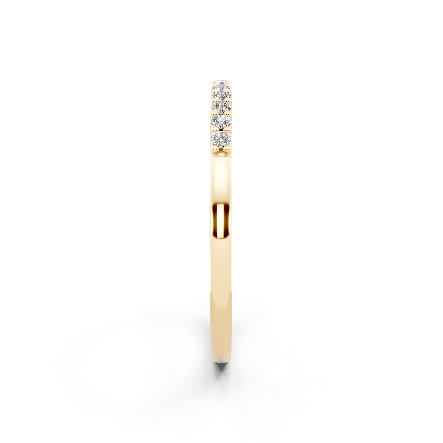 Minimal Yellow Gold Tone Half Eternity Style Band Ring with Refined White Sparkle