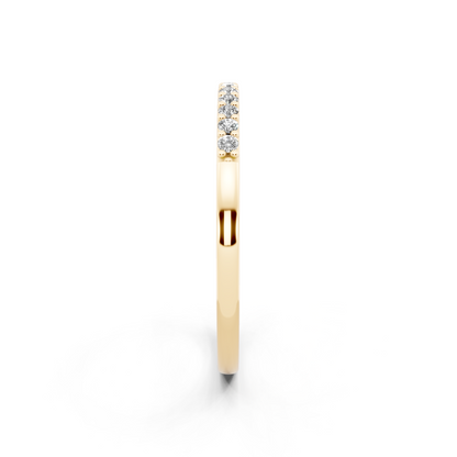 Minimal Yellow Gold Tone Half Eternity Style Band Ring with Refined White Sparkle