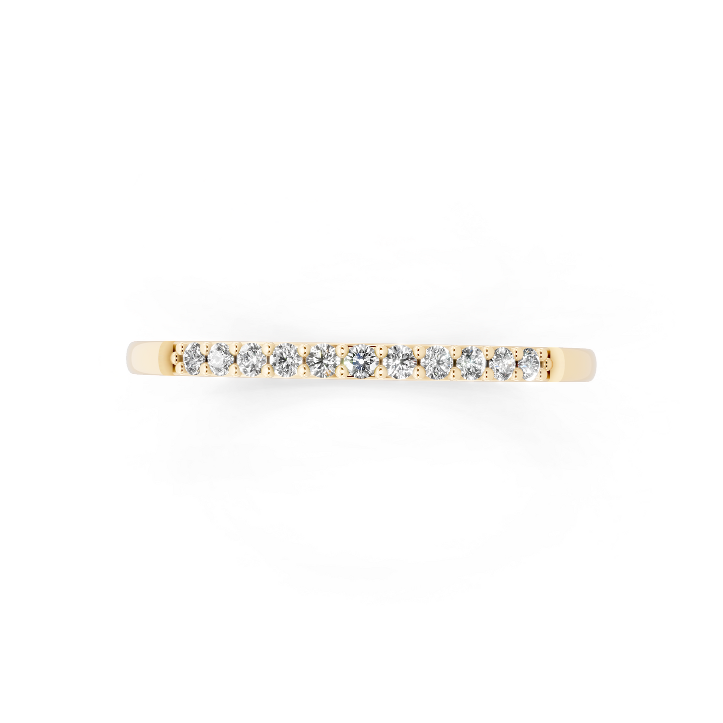 Minimal Yellow Gold Tone Half Eternity Style Band Ring with Refined White Sparkle