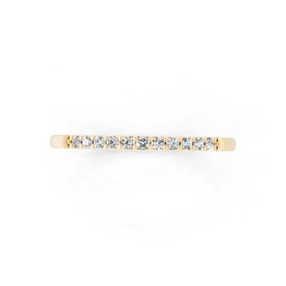 Minimal Yellow Gold Tone Half Eternity Style Band Ring with Refined White Sparkle
