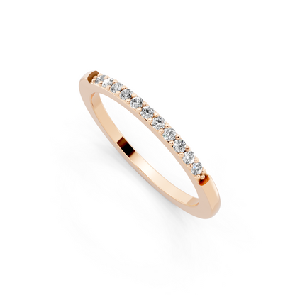 Minimal Rose Gold Tone Half Eternity Style Band Ring with Refined White Sparkle
