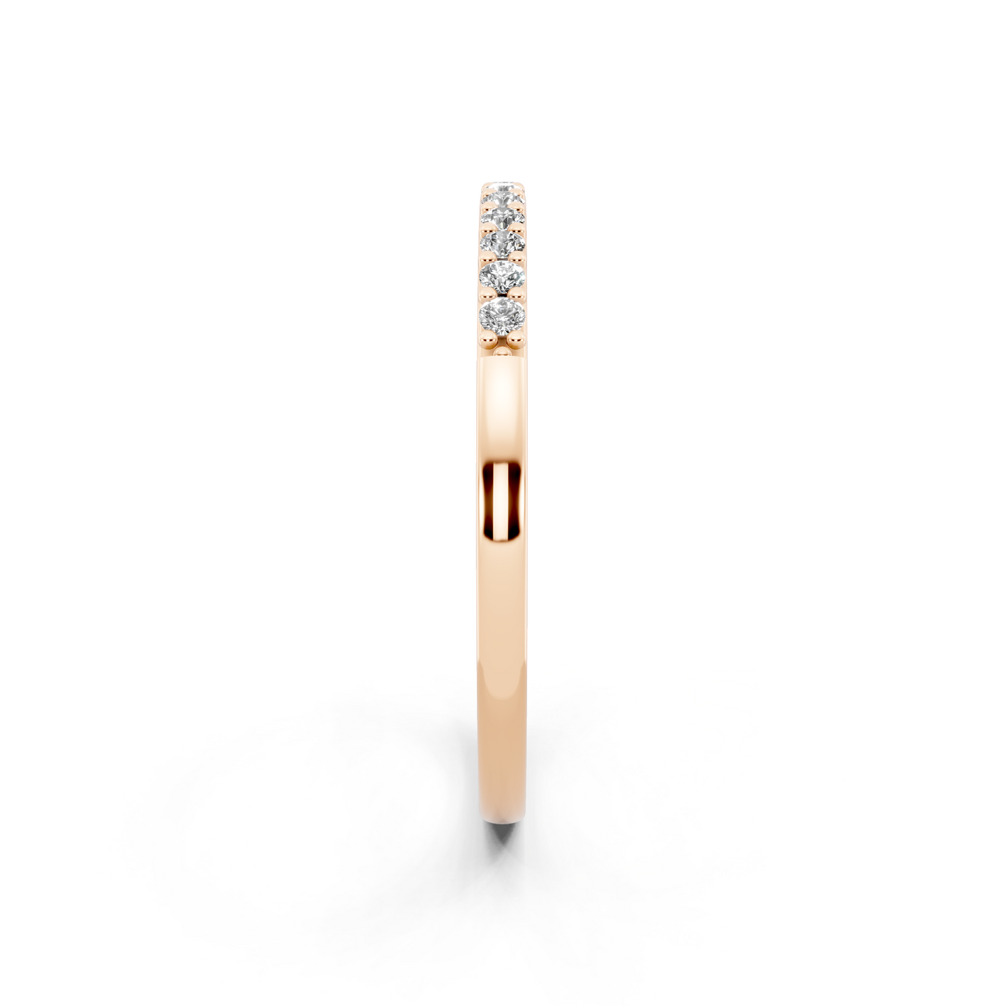 Minimal Rose Gold Tone Half Eternity Style Band Ring with Refined White Sparkle