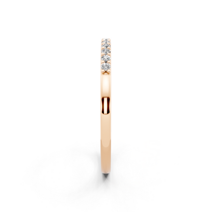 Minimal Rose Gold Tone Half Eternity Style Band Ring with Refined White Sparkle